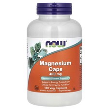 Now Foods Magnesium Caps 400 mg 180 Veggie Caps GMP Quality Assured, Vegan,