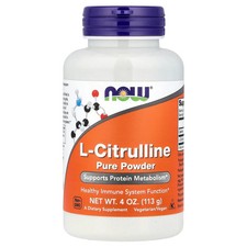 Now Foods L-Citrulline Pure Powder 4 oz 113 g GMP Quality Assured, Vegan,