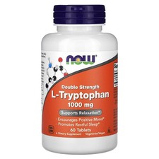 Now Foods L-Tryptophan Double Strength 1 000 mg 60 Tablets GMP Quality Assured,