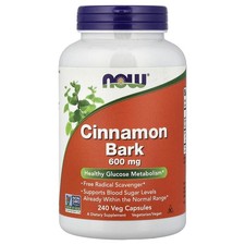 Now Foods Cinnamon Bark 600 mg 240 Capsules GMP Quality Assured