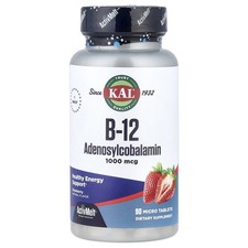 KAL B-12 Adenosylcobalamin Strawberry 1000 mcg 90 Micro Tablets Vegetarian
