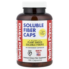 Yerba Prima Soluble Fiber Caps 625 mg 180 Capsules All-Natural, GMP Quality