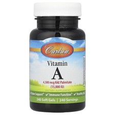Carlson Labs Vitamin A 15 000 IU 240 Soft Gels Gluten-Free, Preservative-Free,