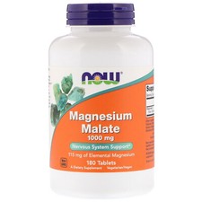 Now Foods, (2 Pack) Magnesium Malate, 1,000 mg, 180 Tablets