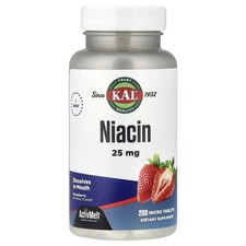 KAL Niacin Strawberry 25 mg  200 Micro Tablets Vegetarian