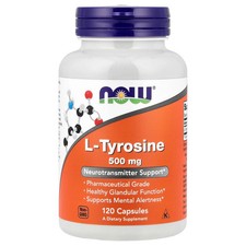 Now Foods L-Tyrosine 500 mg 120 Capsules GMP Quality Assured