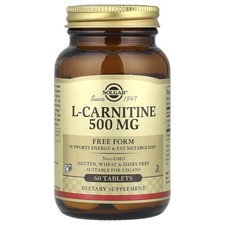 L-Carnitine, Free Form, 60 Tablets (500 mg per Tablet)