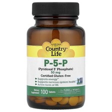 Country Life P-5-P Pyridoxal 5 Phosphate  50 mg 100 Tablets Gluten-Free, GMP