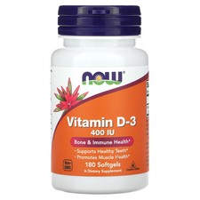 Vitamin D-3, 400 IU, 180 Softgels
