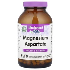 Bluebonnet Nutrition Magnesium Aspartate 200 Veggie Caps Egg-Free, Fish Free,