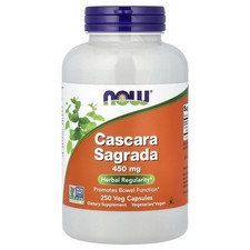 Now Foods Cascara Sagrada 450 mg 250 Veg Capsules GMP Quality Assured, Vegan,