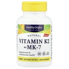 Natural Vitamin K2 as MK-7, 100 mcg, 180 Veggie Softgels