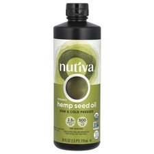 Nutiva Organic Hemp Oil Cold Pressed 24 fl oz 710 ml BPA-Free, Dairy-Free,