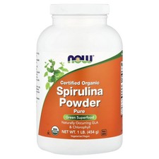 Now Foods Certified Organic Spirulina Powder 1 lb 454 g GMP Quality Assured,