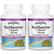 Natural Factors, ( 2 Pack) Stress-Relax, Suntheanine, L-Theanine, 125 mg, 60