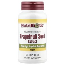NutriBiotic Grapefruit Seed Extract 250 mg  60 Capsules Egg-Free, Gluten-Free,
