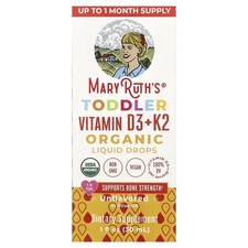 Organic Toddler Vitamin D3 + K2 Liquid Drops, 1-3 Years, Unflavored, 1 fl oz (30