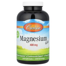 Carlson Labs Liquid Magnesium 400 mg 250 Soft Gels Casein-Free, Gluten-Free,