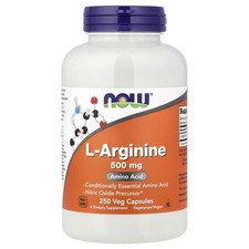 Now Foods L-Arginine 500 mg 250 Capsules GMP Quality Assured