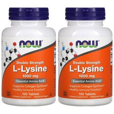 Now Foods, (2 Pack)  L-Lysine, 1,000 mg, 100 Tablets
