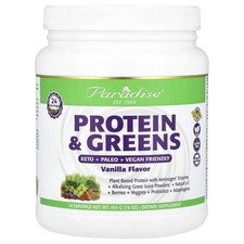 Paradise Herbs Protein  Greens Vanilla Flavor 16 oz 454 g Casein-Free ,