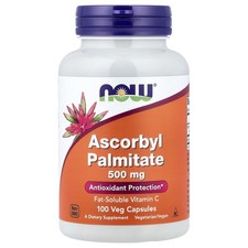Now Foods Ascorbyl Palmitate 500 mg 100 Veg Capsules GMP Quality Assured, Vegan,