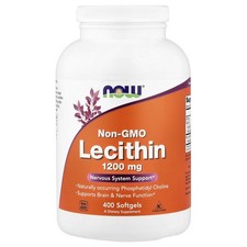 Now Foods Non-GMO Lecithin 1200 mg 400 Softgels GMP Quality Assured, Kosher
