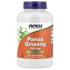 Now Foods Panax Ginseng 500 mg 250 Capsules GMP Quality Assured