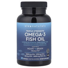 Omega-3 Fish Oil, Triple-Strength, 30 Softgels (1,250 mg per Softgel)