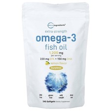 Omega-3 Fish Oil, Lemon , 240 Softgels (600 mg per Softgel)