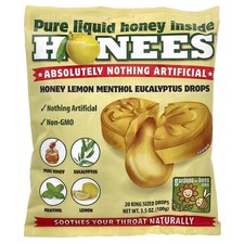 Honey Lemon Menthol Eucalyptus Cough Drops, 20 King Sized Drops, 3.5 oz (100 g)