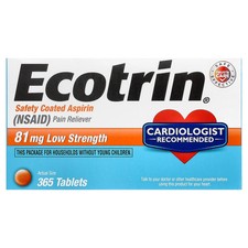 Safety Coated Aspirin, Low Strength, 81 mg, 365 Tablets