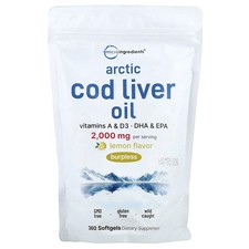 Arctic Cod Liver Oil, Lemon, 360 Softgels (666 mg per Softgel)