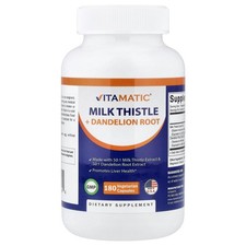 Milk Thistle + Dandelion Root, 180 Vegetarian Capsules