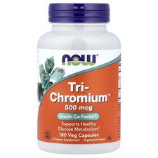 Now Foods Tri-Chromium 500 mcg 180 Veg Capsules GMP Quality Assured, Vegan,