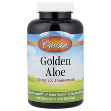 Carlson Labs Golden Aloe 100 mg 180 Soft Gels Gluten-Free, Preservative-Free ,