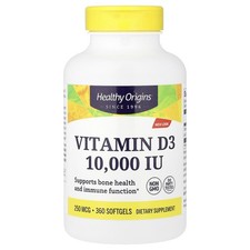 Healthy Origins Vitamin D3 10 000 IU 360 Softgels Dairy-Free, Egg-Free, Fish