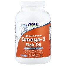 Now Foods Omega-3 180 EPA 120 DHA 500 Softgels GMP Quality Assured, Kosher