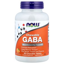 Now Foods Chewable GABA Natural Orange Flavor 90 Chewables GMP Quality Assured,
