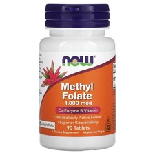 Now Foods Methyl Folate 1 000 mcg 90 Tablets GMP Quality Assured, Vegan,