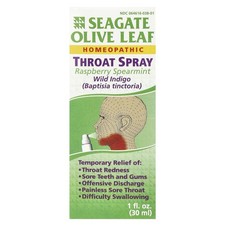 Seagate Olive Leaf Throat Spray Raspberry Spearmint 1 fl oz 30 ml Chemical-Free
