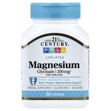 Chelated Magnesium Glycinate, 90 Capsules, (100 mg per Capsule)