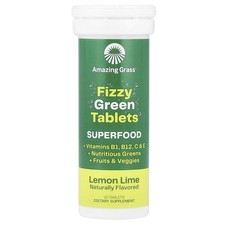 Fizzy Green Tablets, Superfood, Lemon Lime, 10 Tablets