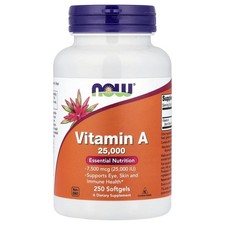 Now Foods Vitamin A 25 000 IU 250 Softgels GMP Quality Assured