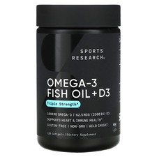 Omega-3 Fish Oil + D3, Triple Strength , 1,040 mg & 62.5 mcg (2,500 IU), 120
