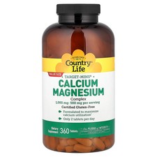 Country Life Target-Mins Calcium-Magnesium Complex 360 Tablets Gluten-Free, GMP
