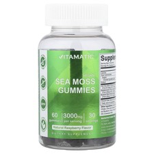 Vegan Sea Moss Gummies, Natural Raspberry, 60 Gummies