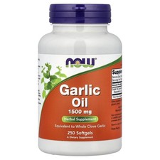 Now Foods Garlic Oil 1 500 mg 250 Softgels GMP Quality Assured