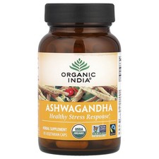 Organic India Organic Ashwagandha 90 Veg Caps B Corp, Gluten-Free, Halal,