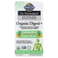 Dr. Formulated Enzymes, Organic Digest+, Tropical Fruit, 90 Chewables